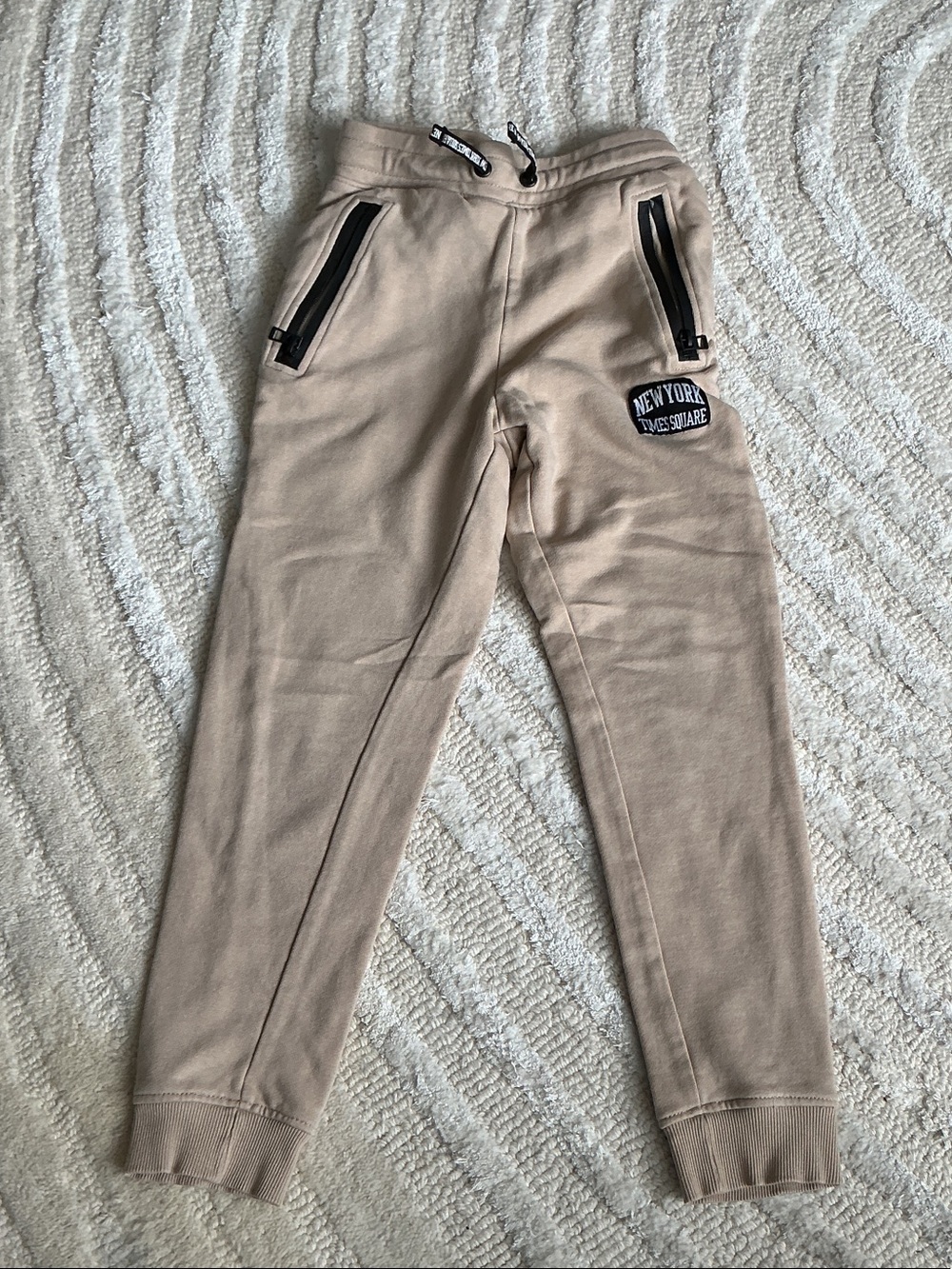 Tan Jogger Pants with Black Trim